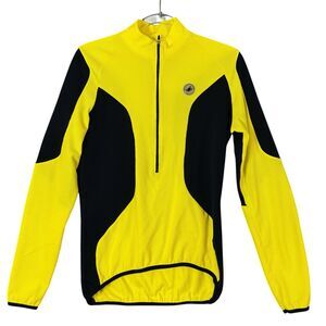 Castelli Cycling Jersey Yellow Long Sleeve 3/4 Zipper Adult L Simple Therm